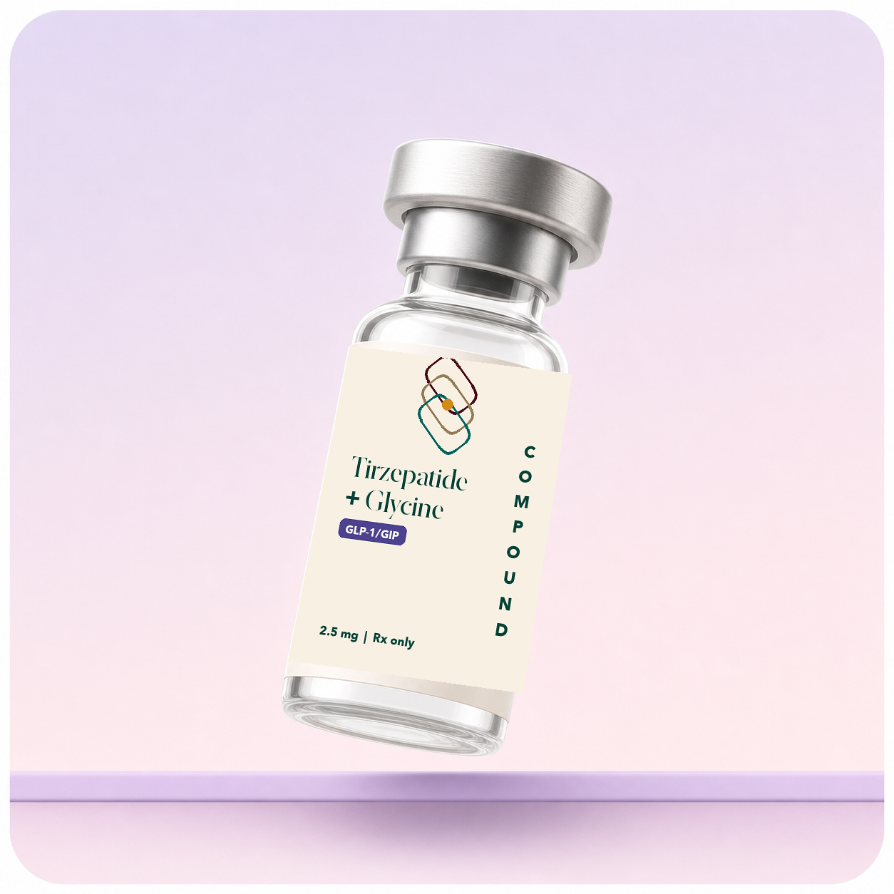 Illustrative treatment render for Tirzepatide + Glycine - 2.5 mg once weekly