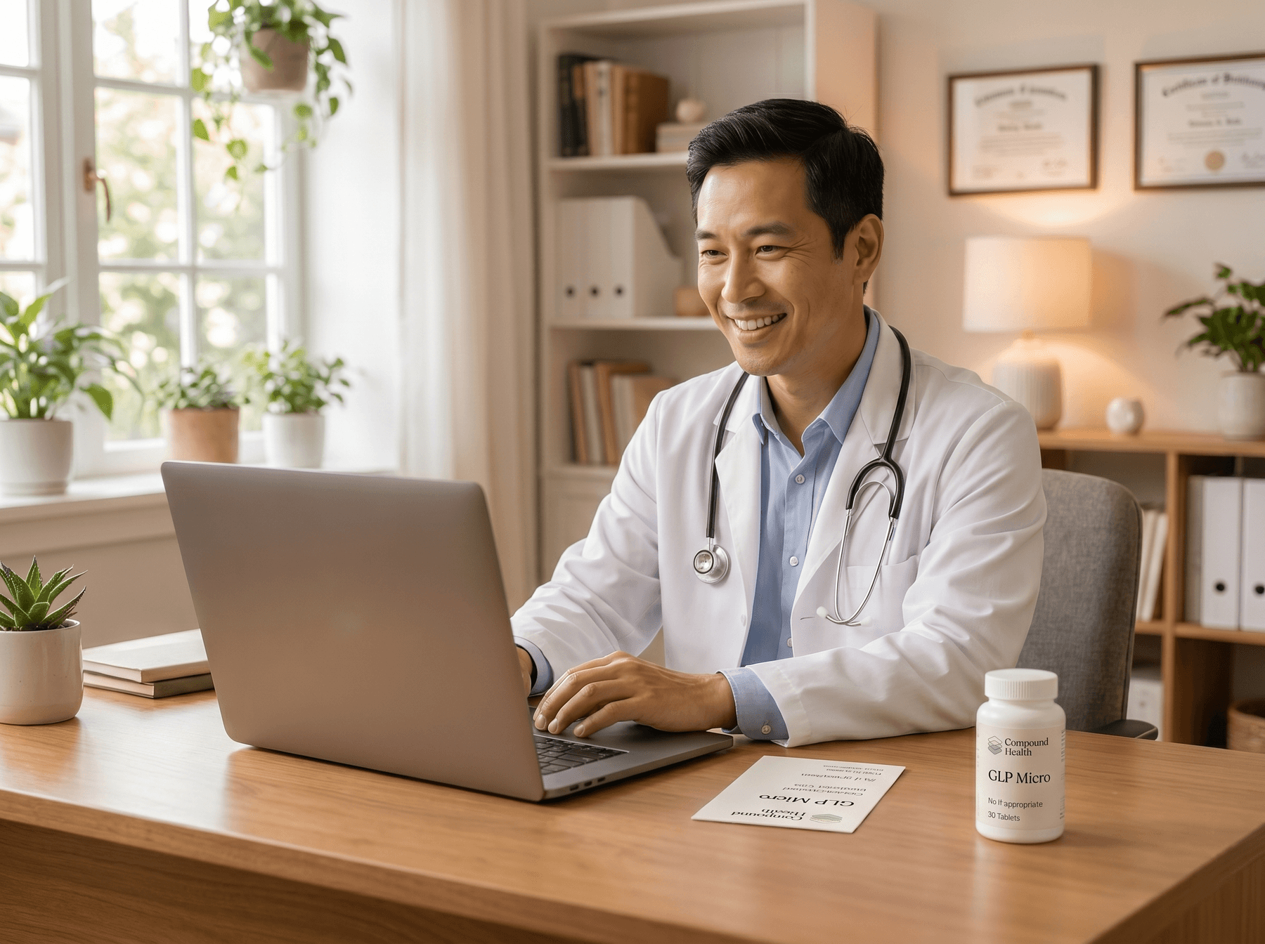 Clinician reviewing treatment information on a laptop